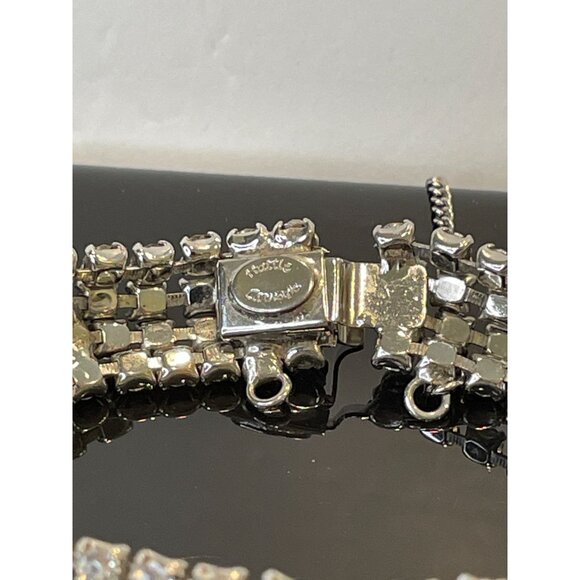 Vintage Hattie Carnegie Rhinestone Bracelet With Baguette & Round Stones Safety - Picture 8 of 10
